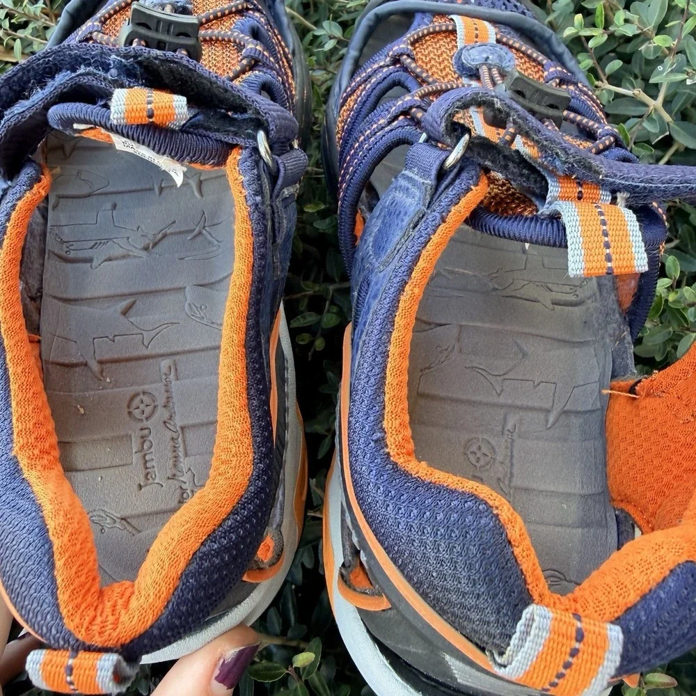 Jambu Piranha Closed-toe Sandals Water Shoes Hiking Navy Orange Kids Sz 3‎